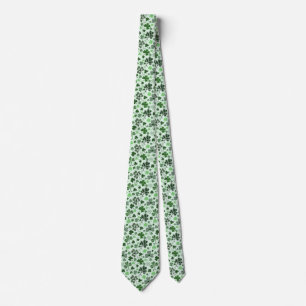 Playful Light Green Shamrock Hearts Pattern Celtic Tie
