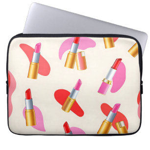 Playful Lipstick Beauty Glam Pattern Laptop Sleeve