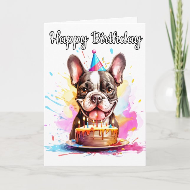 Playful Little Puppy Happy Birthday Card (Front)