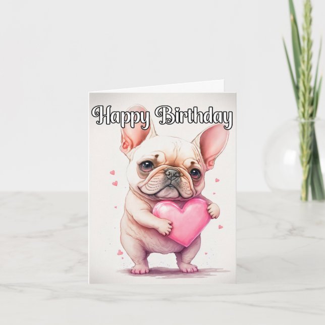 Playful Lovable Little French Bulldog Puppy Card (Front)