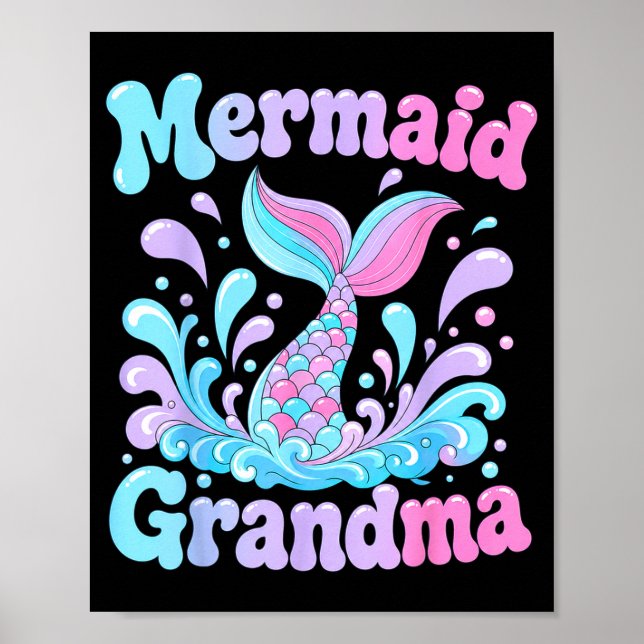 Playful mermaid tail with water splashes design  poster (Front)