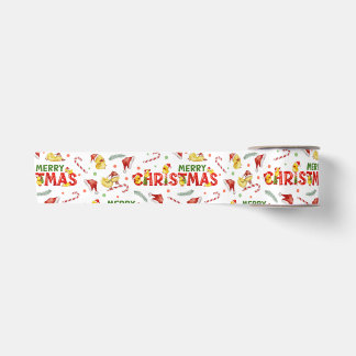 Playful Merry Christmas - Cute Christmas Satin Ribbon