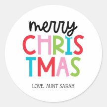 Playful Merry Christmas Stickers, Personalized