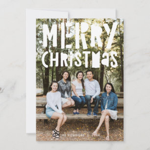 Playful Merry Christmas White Overlay Holiday Card