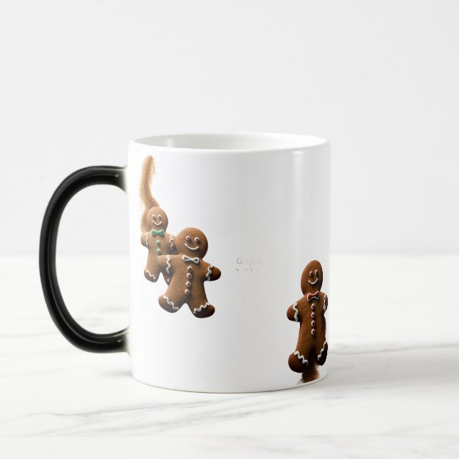Playful Minimalist Gingerbread Spice  Magic Mug (Left)