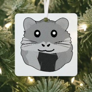 Playful Minimalist Hamster Metal Ornament