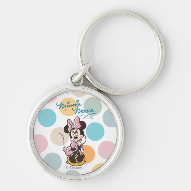 Playful Minnie Mouse Polka Dot Daydream Keychain (Front)