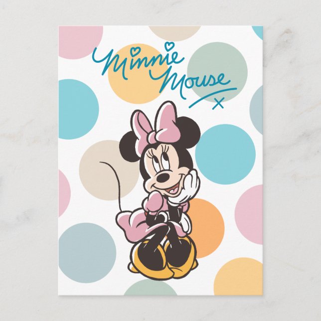 Playful Minnie Mouse Polka Dot Daydream Postcard (Front)