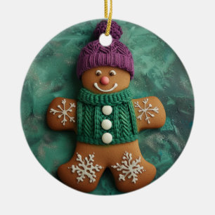 Playful Modern Art, Christmas Ceramic Ornament