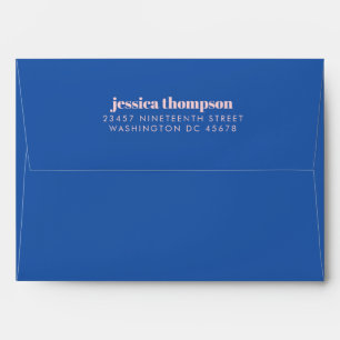 Playful Modern Stripes Bright Blue Return Address Envelope
