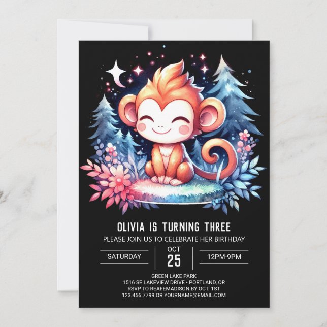 Playful Monkey Birthday Invitation (Front)