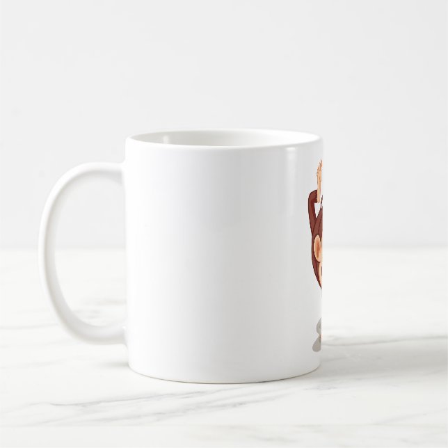 Playful Monkey Doing a Handstand Cute Animal Coffee Mug (Left)