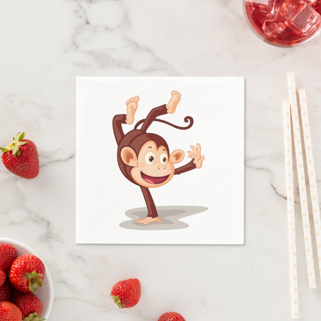 Playful Monkey Doing a Handstand Cute Animal Napkin (Insitu)