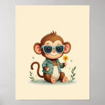 Playful Monkey Safari Nursery Wall Art