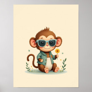 Playful Monkey Safari Nursery Wall Art