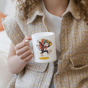 Playful Monkey with Books Fun & Educational Design Coffee Mug