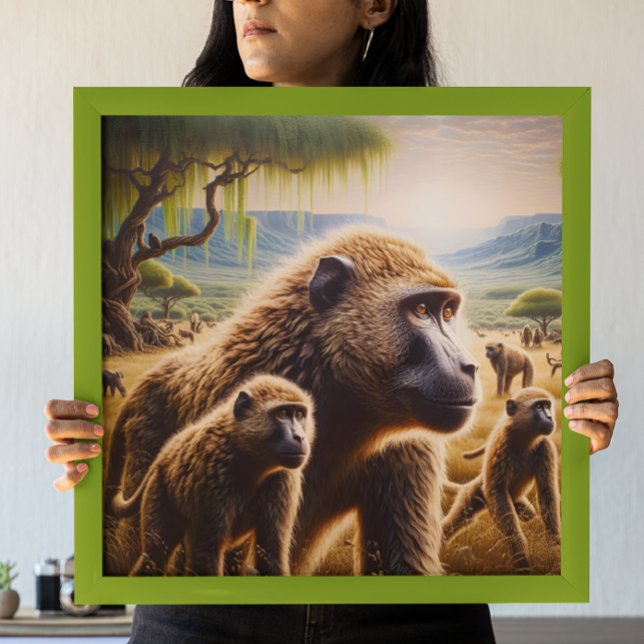 Playful Monkeys Dance in Meadow Poster (Creator Uploaded)