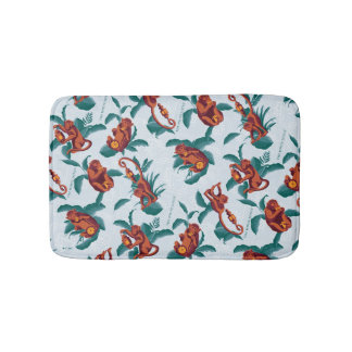 Playful Monkeys Pattern of The White Lotus Bath Mat