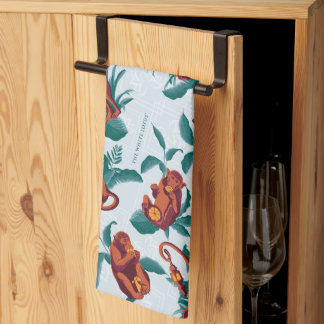 Playful Monkeys Pattern of The White Lotus Kitchen Towel
