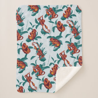 Playful Monkeys Pattern of The White Lotus Sherpa Blanket