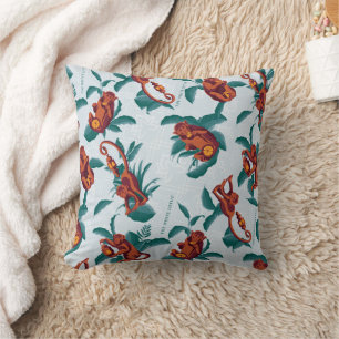 Playful Monkeys Pattern of The White Lotus Throw Pillow