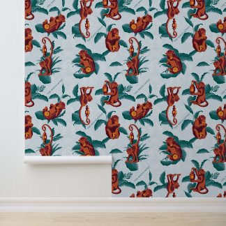 Playful Monkeys Pattern of The White Lotus Wallpaper
