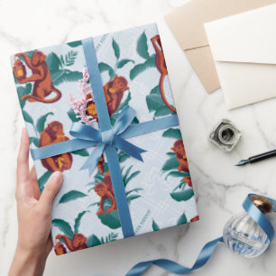 Playful Monkeys Pattern of The White Lotus Wrapping Paper