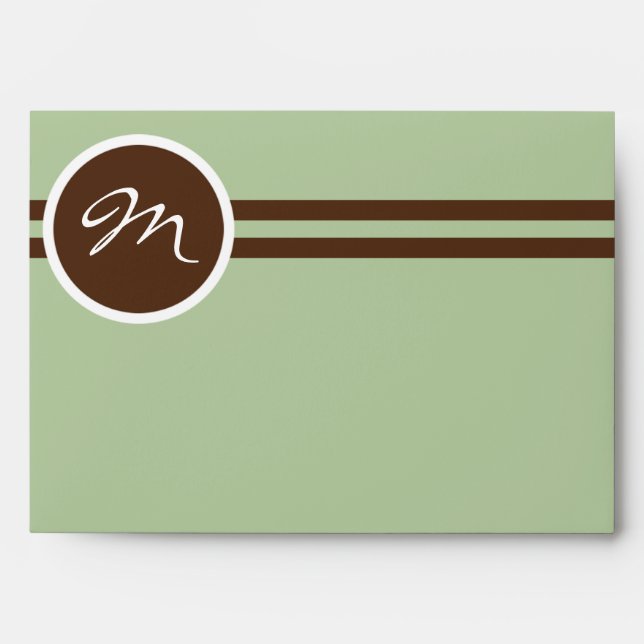 Playful Monogram in Sage Green and Brown Envelope (Front)