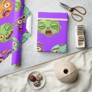 Playful Monsters Zombies For Halloween Wrapping Paper