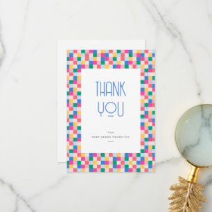 Playful Multicolor Blocks Birthday Party Thank You Card