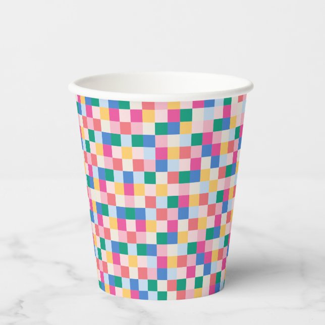 Playful Multicolor Blocks Paper Cups (Front)
