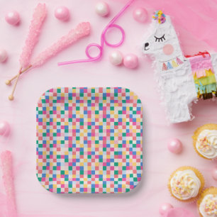 Playful Multicolor Blocks Paper Plate