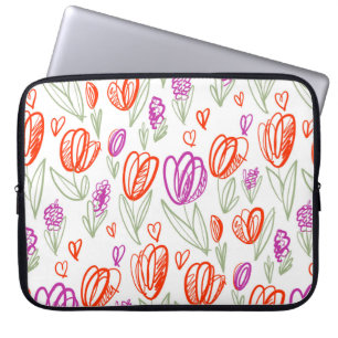 Playful naive tulip flower seamless pattern laptop sleeve