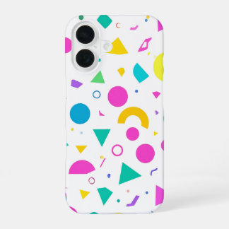 Playful Neon Memphis Geometric Retro Pattern iPhone 16 Case