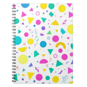 Playful Neon Memphis Geometric Retro Pattern Notebook