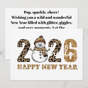 Playful New Year Design with Leopard Print Holiday Card