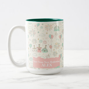 Playful New Year New Beginnings Custom Mug