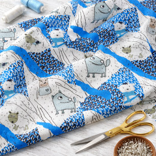 Playful Nordic Animal Pattern Kids Fabric Design