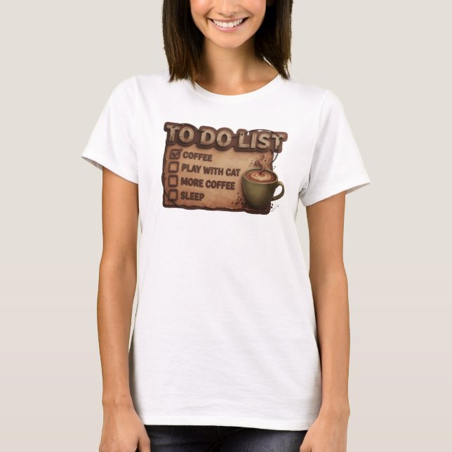 Playful Orange COFFEE PLAY WITH CAT Trendy Tee (Front)