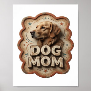 Playful Orange DOG MOM Artistic Motif Poster