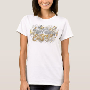 Playful Orange HAPPY BIRTHDAY 3RD Wearable Art T-Shirt