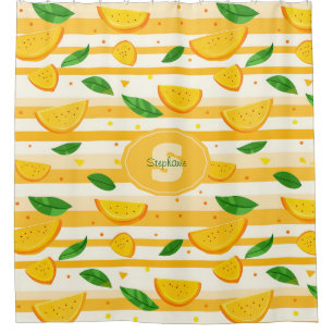 Playful Orange Slice Pattern with Green Leaves