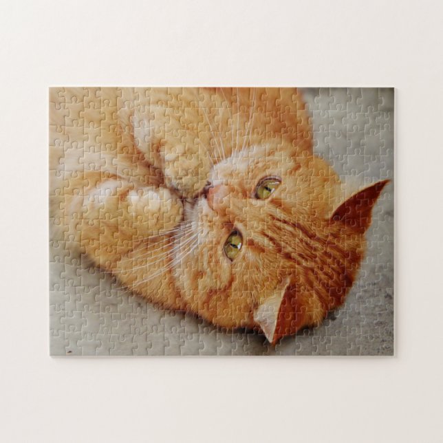 Playful Orange Tabby Cat Jigsaw Puzzle (Horizontal)