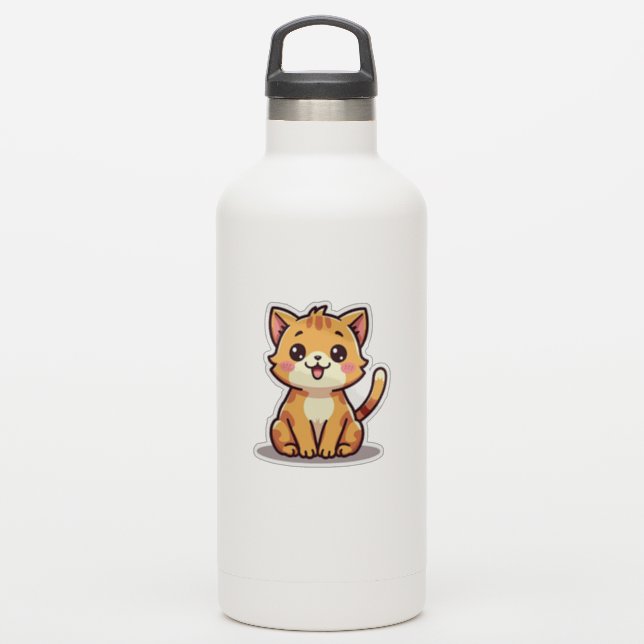 Playful Orange Tabby Kitten – Chibi Style (Waterbottle)