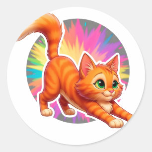 Playful Orange Tabby Kitten Classic Round Sticker