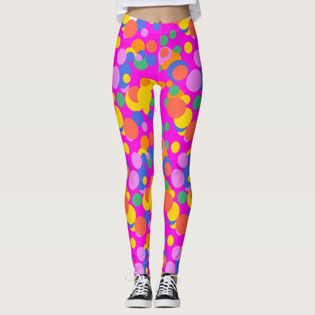 Playful Orbit: Abstract Circles Leggings (Front)