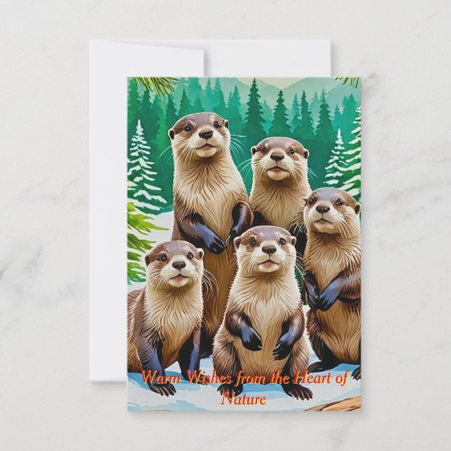  Playful otter friends Invitation (Front)