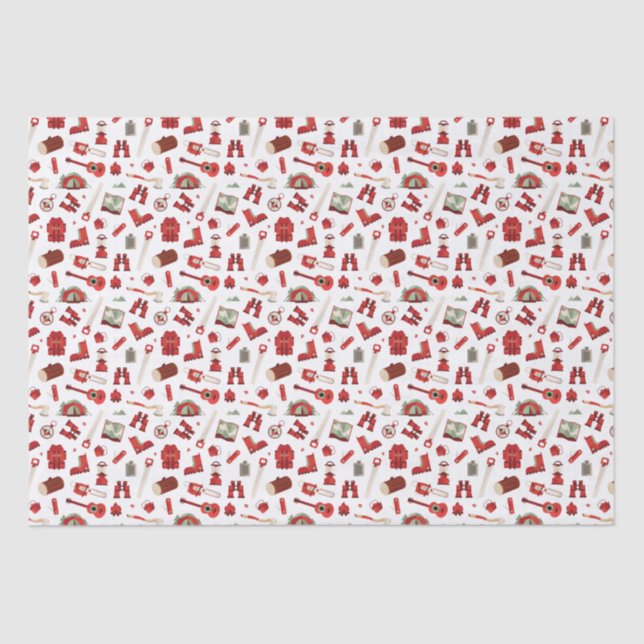 Playful Outdoor Adventure with Camping Icons Tissue Paper (Front)