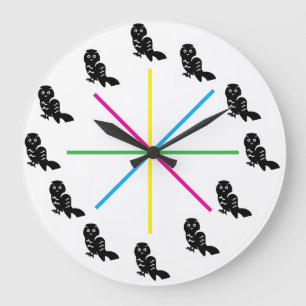 Playful Owl Wall Clock – Rainbow Stripes