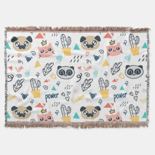 Playful Panda & Friends – Cute Animal  Throw Blanket